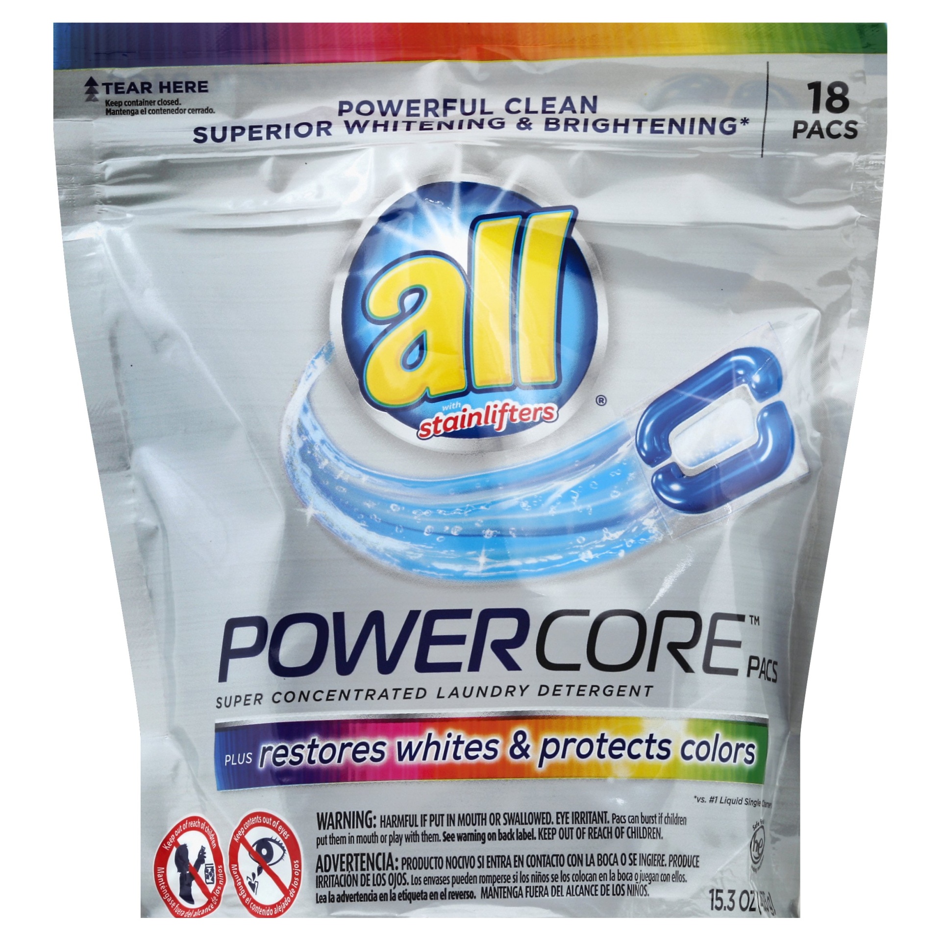 slide 1 of 1, All Powercore Restore Detergent Mighty Pacs, 18 ct