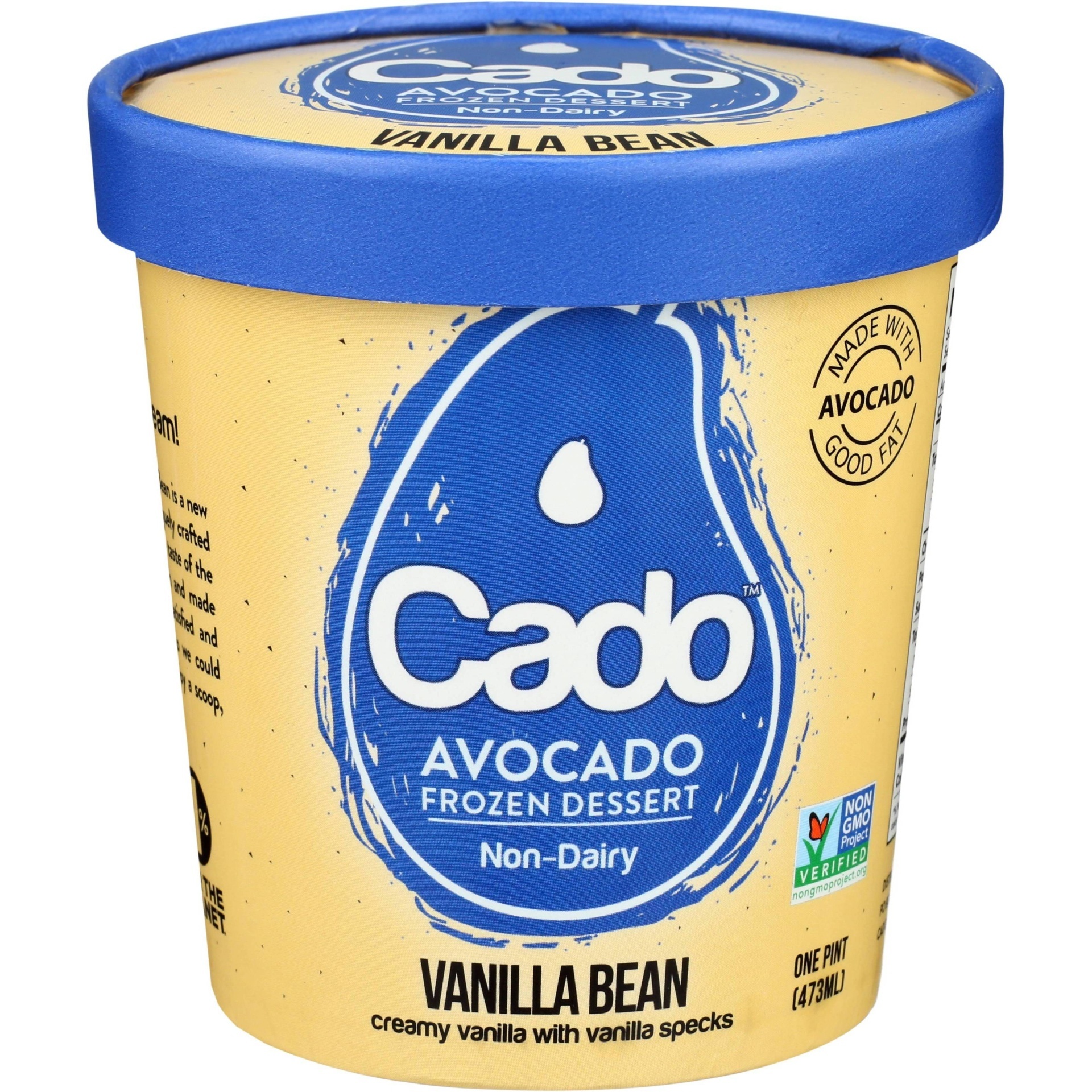 slide 1 of 2, Cado Non-Dairy Avocado Frozen Dessert - Vanilla Bean, 1 pint