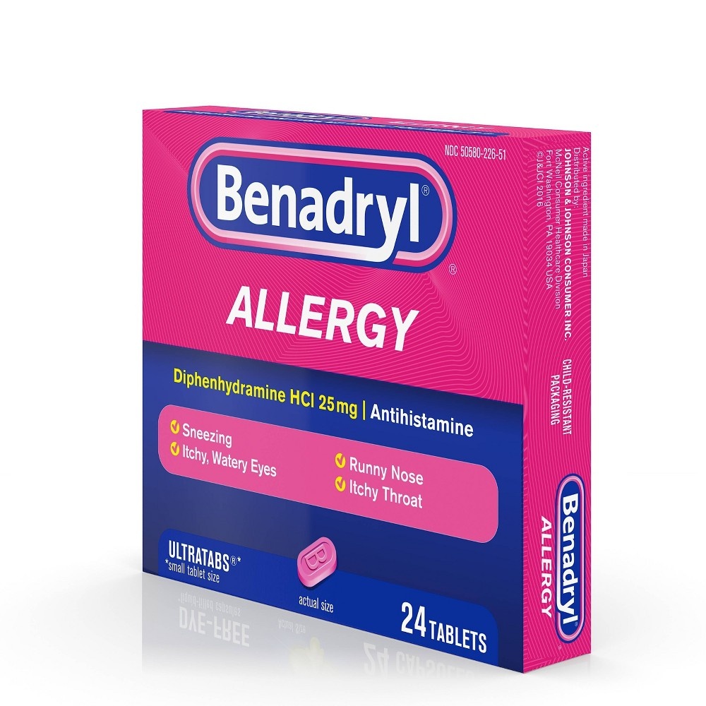 Benadryl Ultratabs Allergy Relief Tablets - Diphenhydramine HCl - 24ct ...