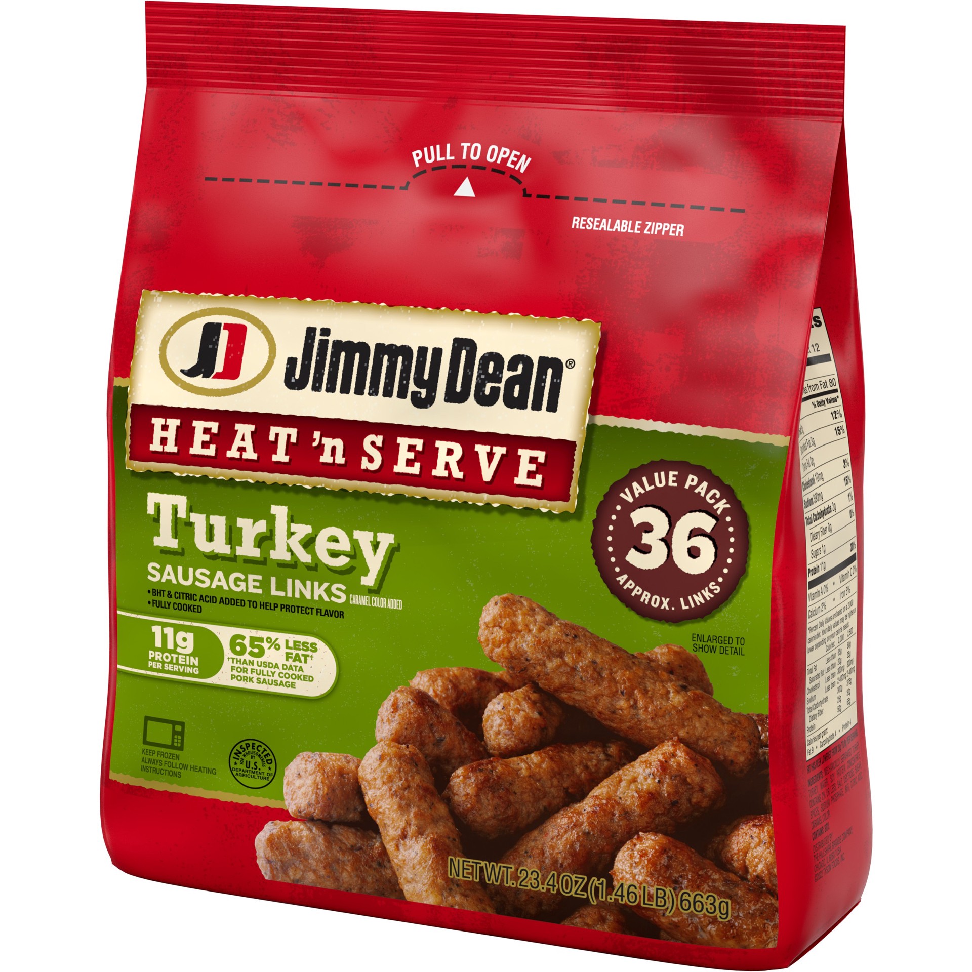 slide 4 of 5, Jimmy Dean Heat 'N Serve Breakfast Turkey Sausage Links, 36 Count, 663.38 g