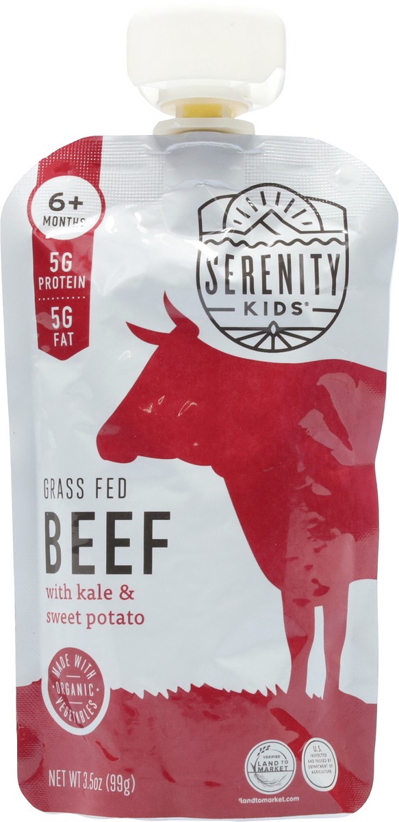 slide 7 of 9, Serenity Kids Grass Fed Beef with Organic Kale & Sweet Potato Pouch, 3.5oz, 3.5 oz