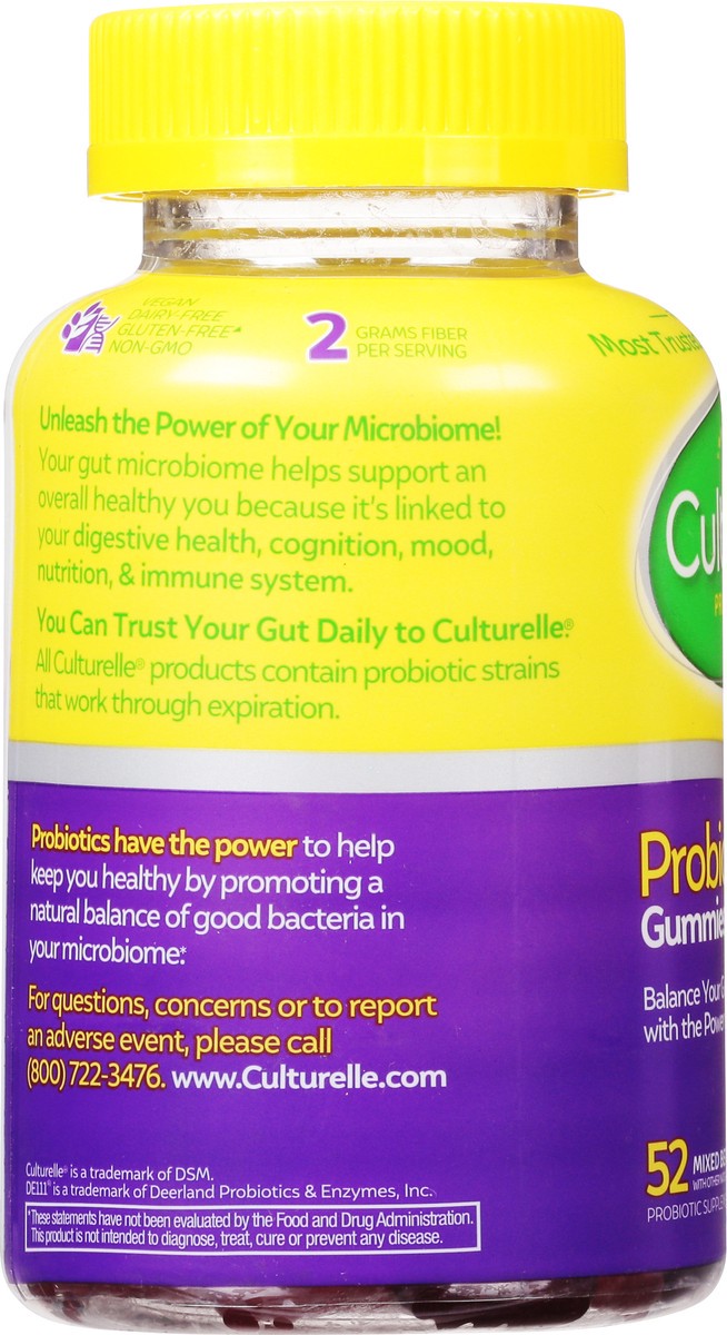 slide 4 of 9, Culturelle Digestive & Immune Support Mixed Berry Flavor Probiotic + Prebiotic 52 Gummies, 52 ct