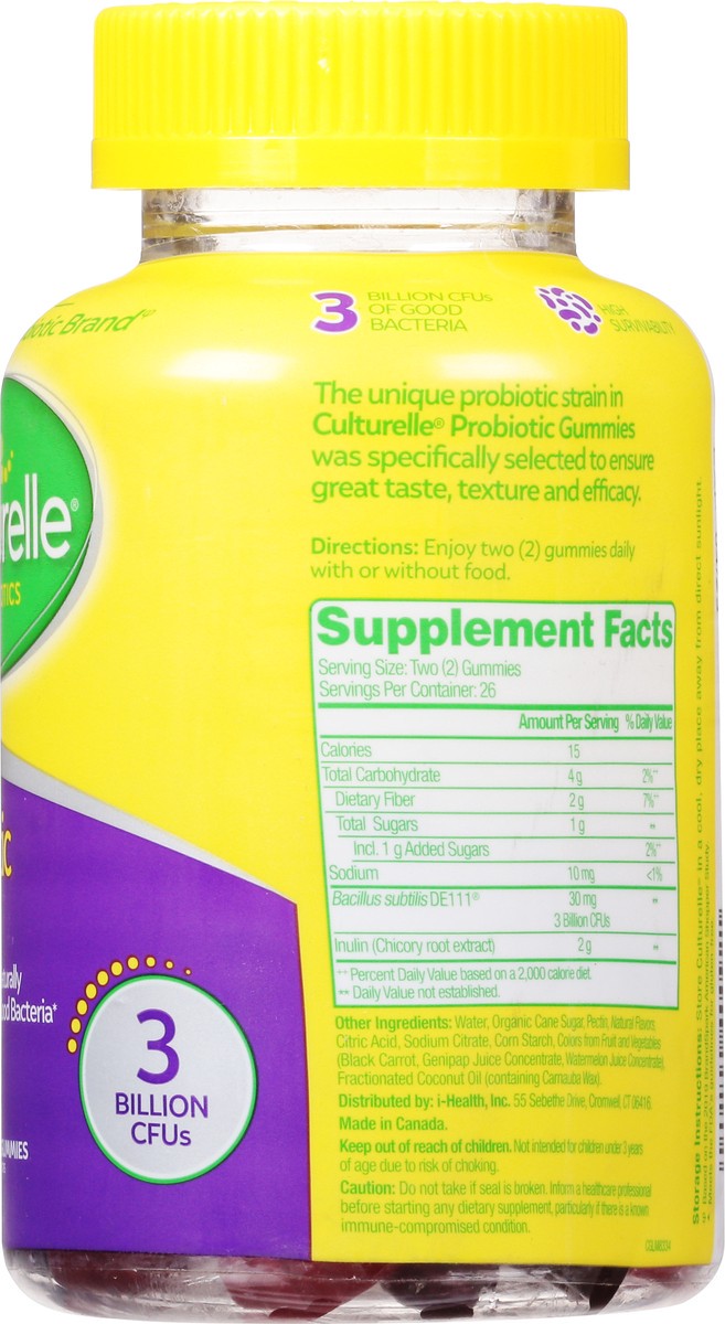 slide 7 of 9, Culturelle Digestive & Immune Support Mixed Berry Flavor Probiotic + Prebiotic 52 Gummies, 52 ct