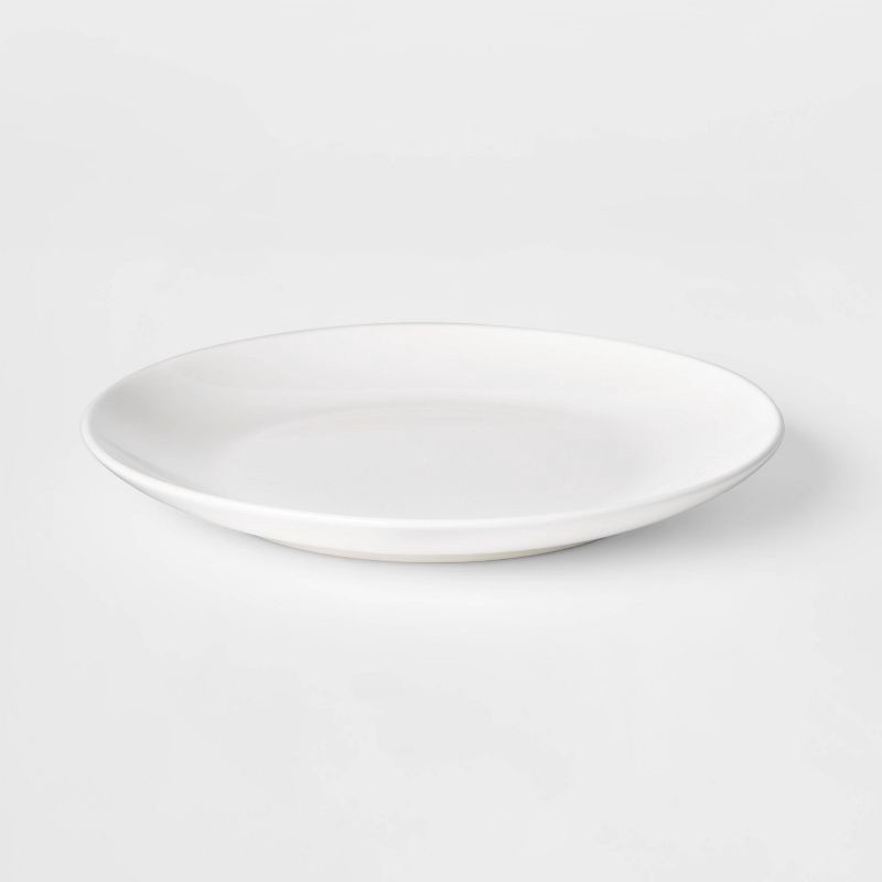 slide 3 of 3, 10" Stoneware Coupe Dinner Plate White - Threshold™: Modern Glazed Round Ceramic, Microwave & Dishwasher-Safe, 1 ct