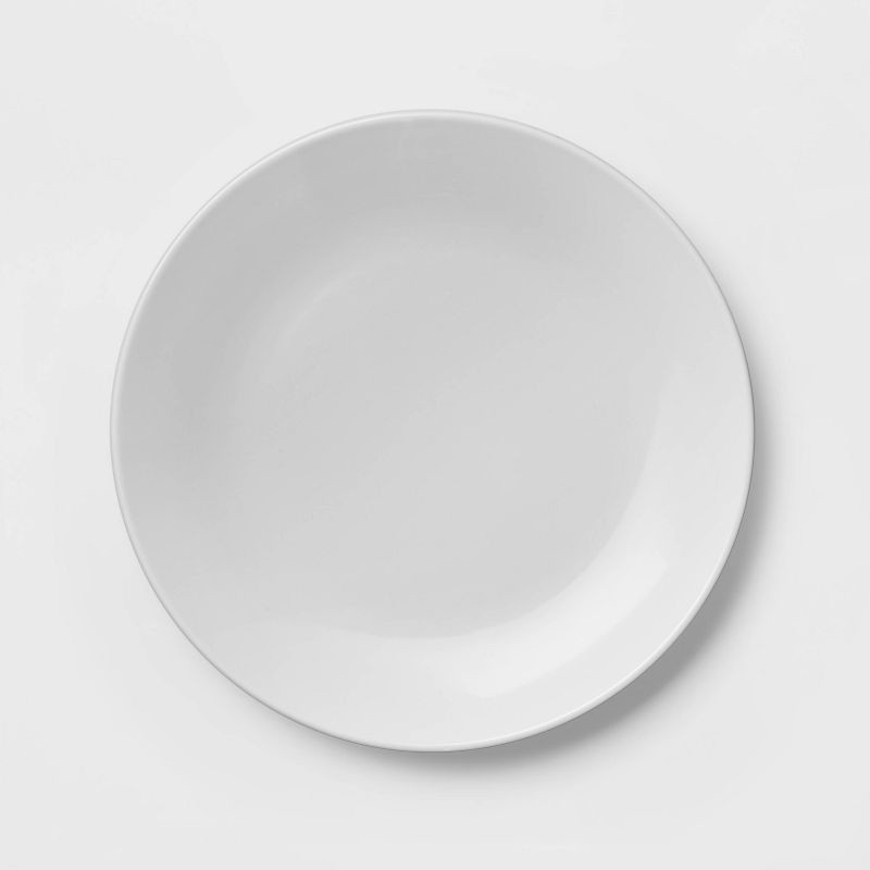 slide 1 of 3, 10" Stoneware Coupe Dinner Plate White - Threshold™: Modern Glazed Round Ceramic, Microwave & Dishwasher-Safe, 1 ct