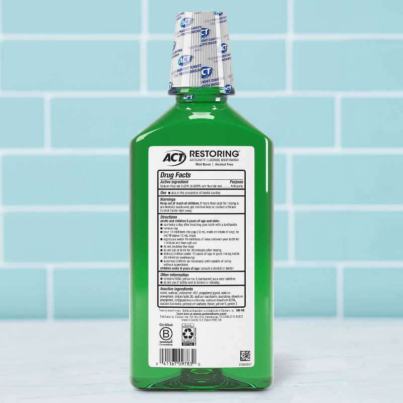 slide 2 of 5, ACT Mint Burst Restoring Fluoride Rinse - 33.8 fl oz, 33.8 fl oz