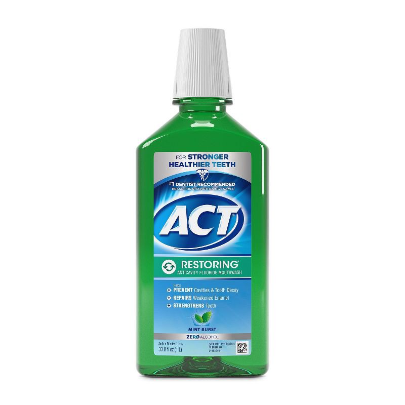 slide 1 of 5, ACT Mint Burst Restoring Fluoride Rinse - 33.8 fl oz, 33.8 fl oz