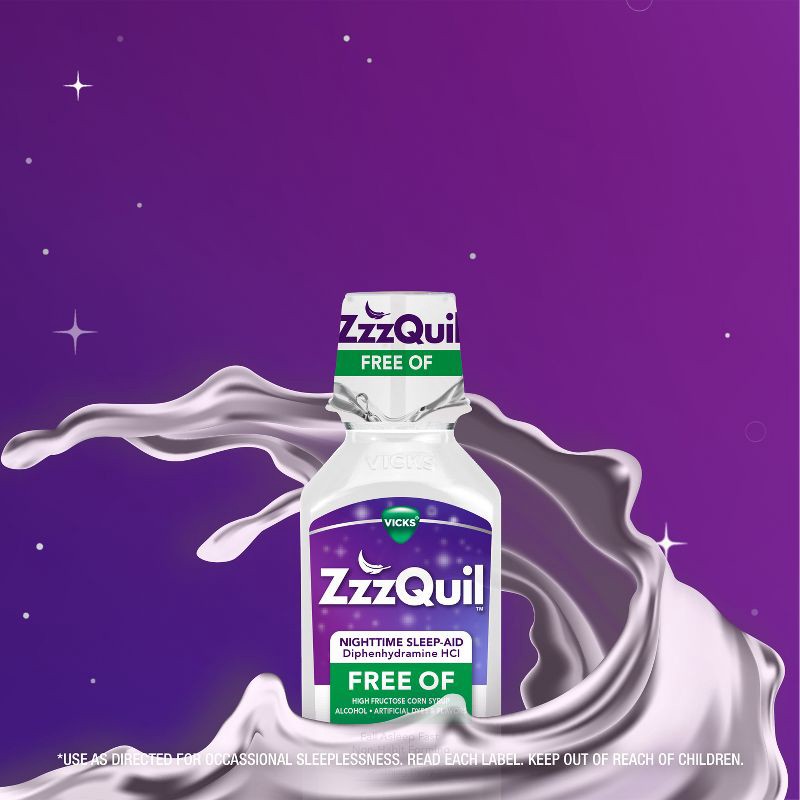 slide 9 of 11, ZzzQuil Nighttime Sleep-Aid Liquid - Alcohol & Dye-Free Berry - 12 fl oz, 12 fl oz