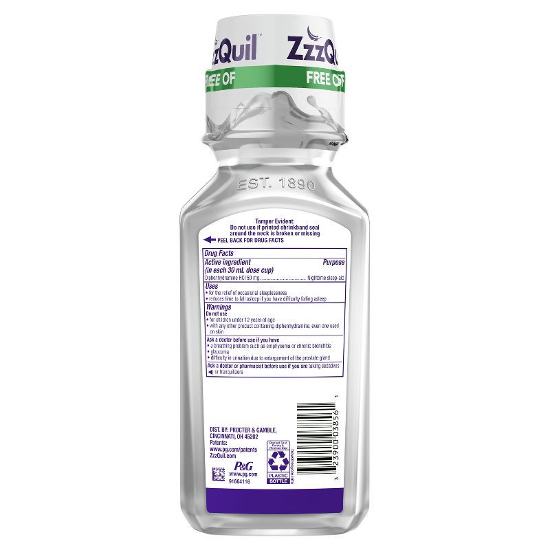 slide 8 of 11, ZzzQuil Nighttime Sleep-Aid Liquid - Alcohol & Dye-Free Berry - 12 fl oz, 12 fl oz