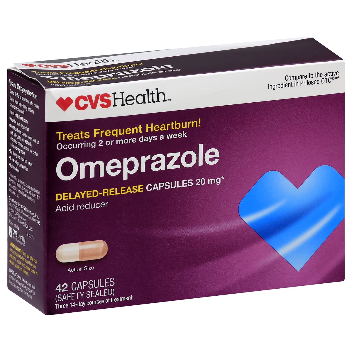 slide 2 of 11, CVS Health Omeprazole Acid Reducer 20 Mg Delayed-Release Capsules, 42ct, 42 ct