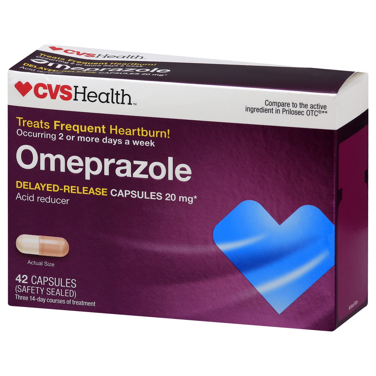 slide 9 of 11, CVS Health Omeprazole Acid Reducer 20 Mg Delayed-Release Capsules, 42ct, 42 ct