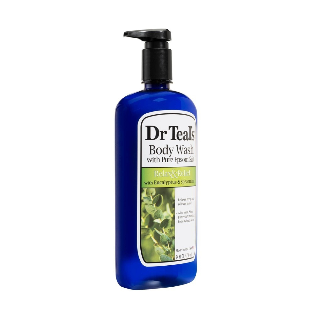 slide 2 of 3, Dr Teal's Pure Epsom Salt Relax & Relief Eucalyptus & Spearmint Body Wash, 24 fl oz