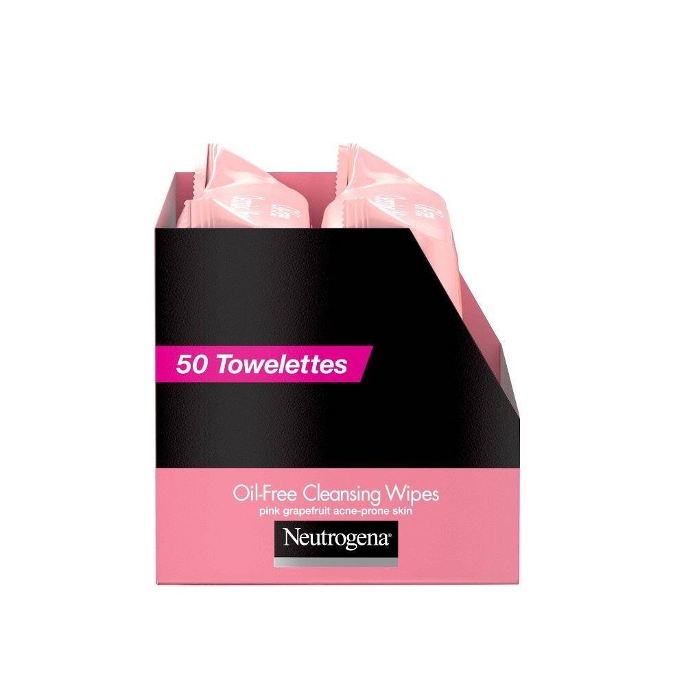 slide 11 of 11, Neutrogena Oil-Free Cleansing Wipes - Pink Grapefruit - 50ct/2pk, 2 pk; 50 ct