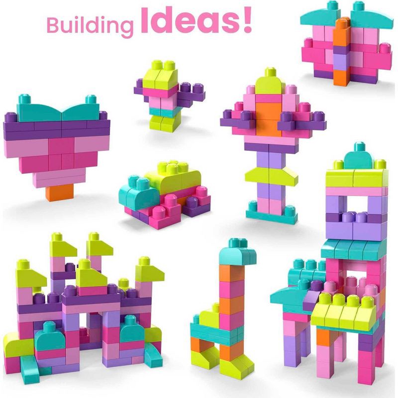 slide 5 of 6, MEGA BLOKS Fisher-Price Toy Blocks Pink Big Building Bag with Storage 80pc, 80 ct