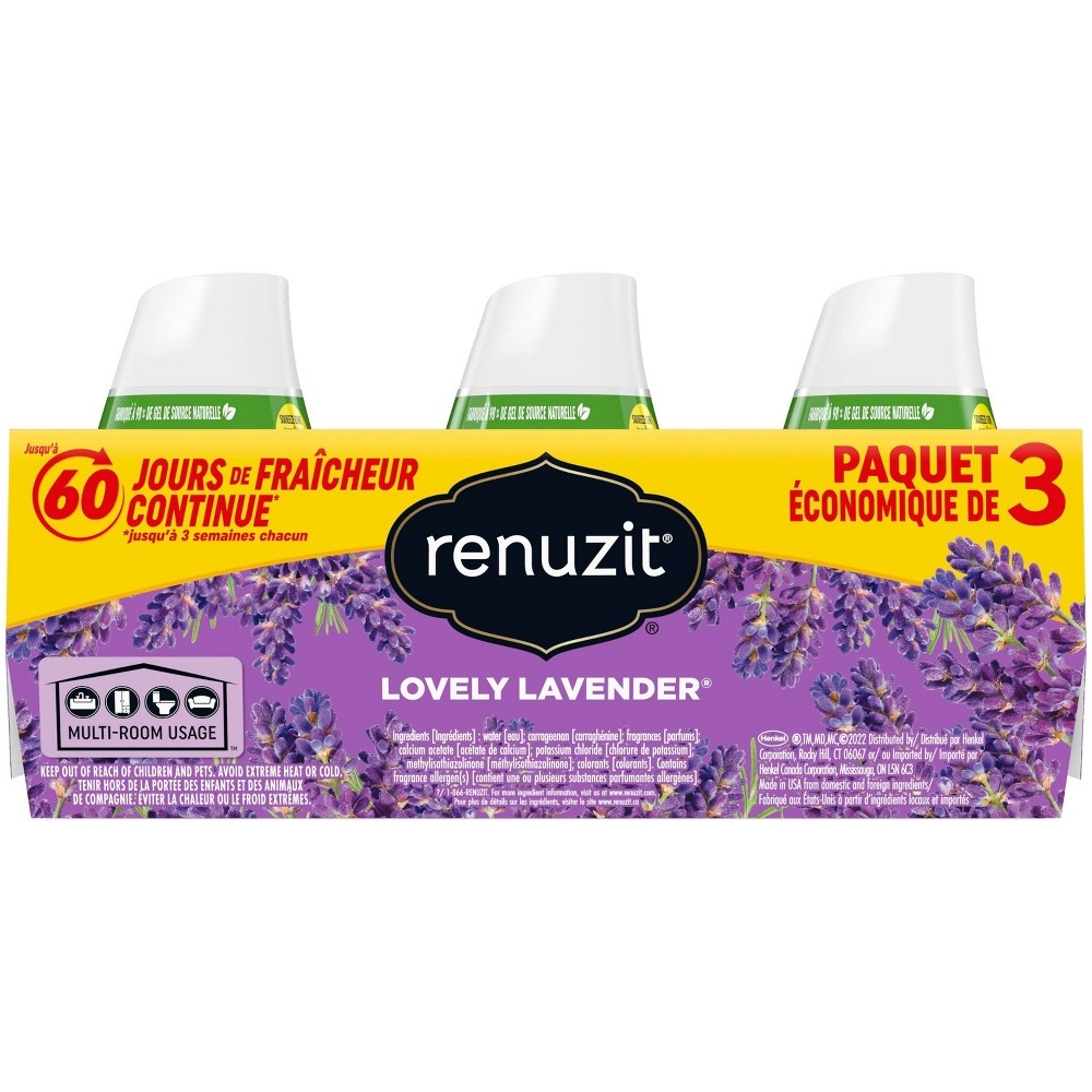 slide 2 of 8, Renuzit Gel Air Freshener - Lovely Lavender, 3 ct; 7 oz