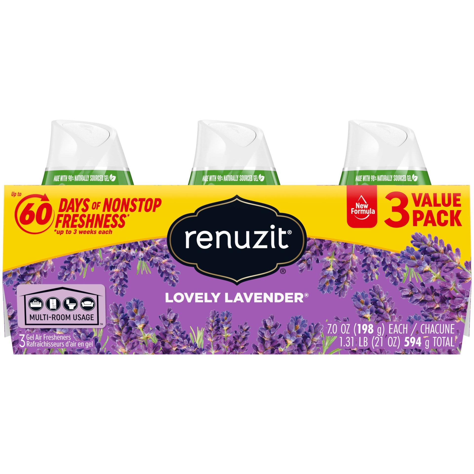 slide 1 of 8, Renuzit Gel Air Freshener - Lovely Lavender, 3 ct; 7 oz