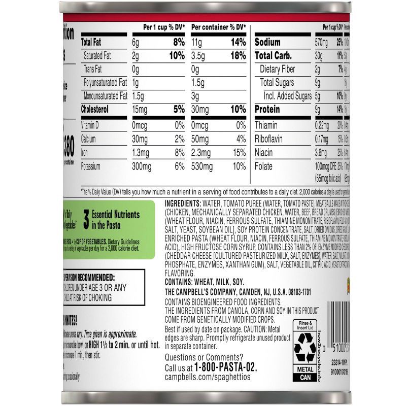 slide 6 of 7, SpaghettiOs Canned Pasta with Meatballs - 15.6oz, 15.6 oz