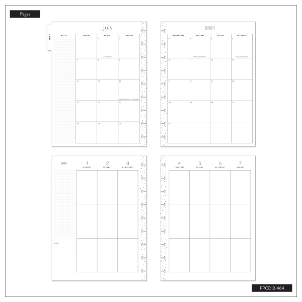 slide 8 of 10, 2024 Happy Planner Monthly/Weekly Classic Happy Planner, 7"" X 9-1/4"", Poppy Piping, July 2024 To June 2025, 1 ct