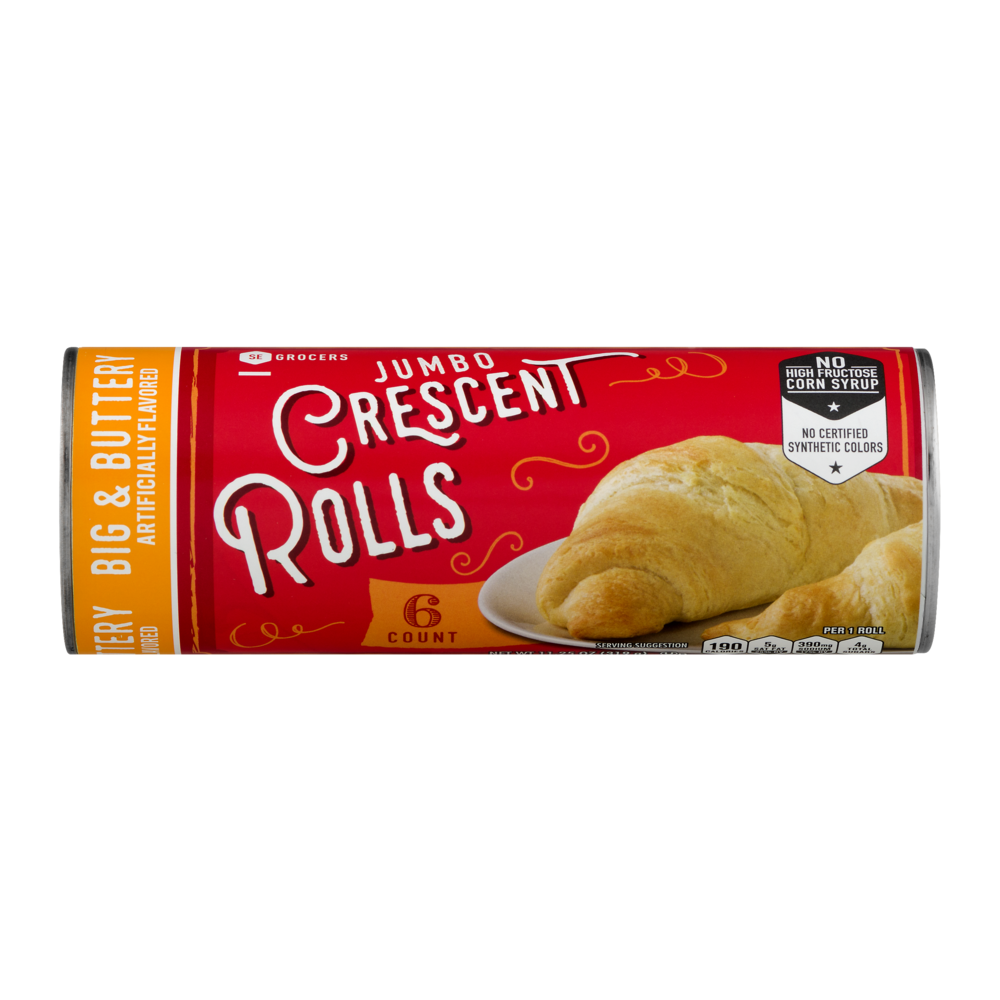 slide 1 of 1, SE Grocers Rolls Jumbo Crescent Big & Buttery, 6 ct