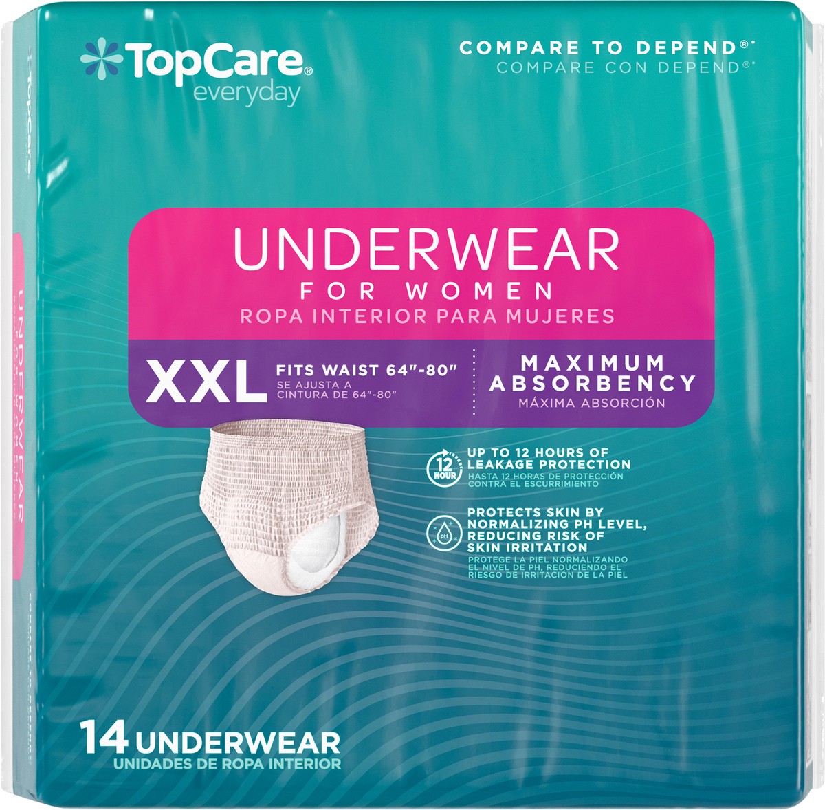 slide 14 of 14, TopCare Everyday Maximum Absorbency Underwear for Women XXL 14 ea, 14 ct