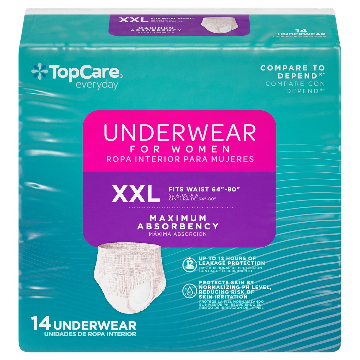 slide 10 of 14, TopCare Everyday Maximum Absorbency Underwear for Women XXL 14 ea, 14 ct