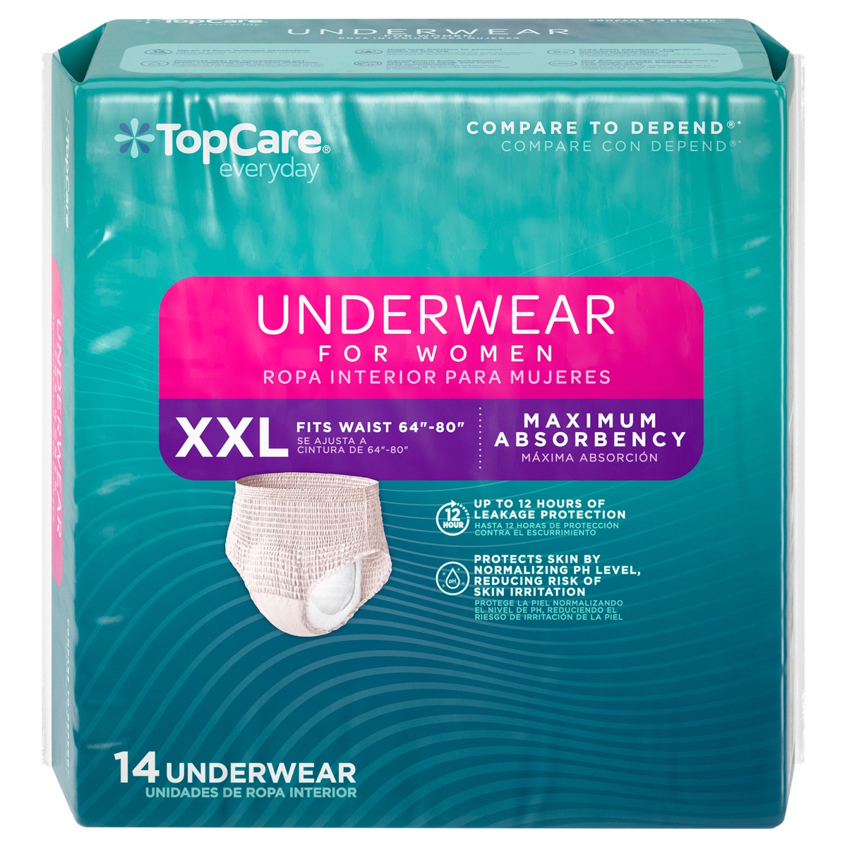 slide 12 of 14, TopCare Everyday Maximum Absorbency Underwear for Women XXL 14 ea, 14 ct