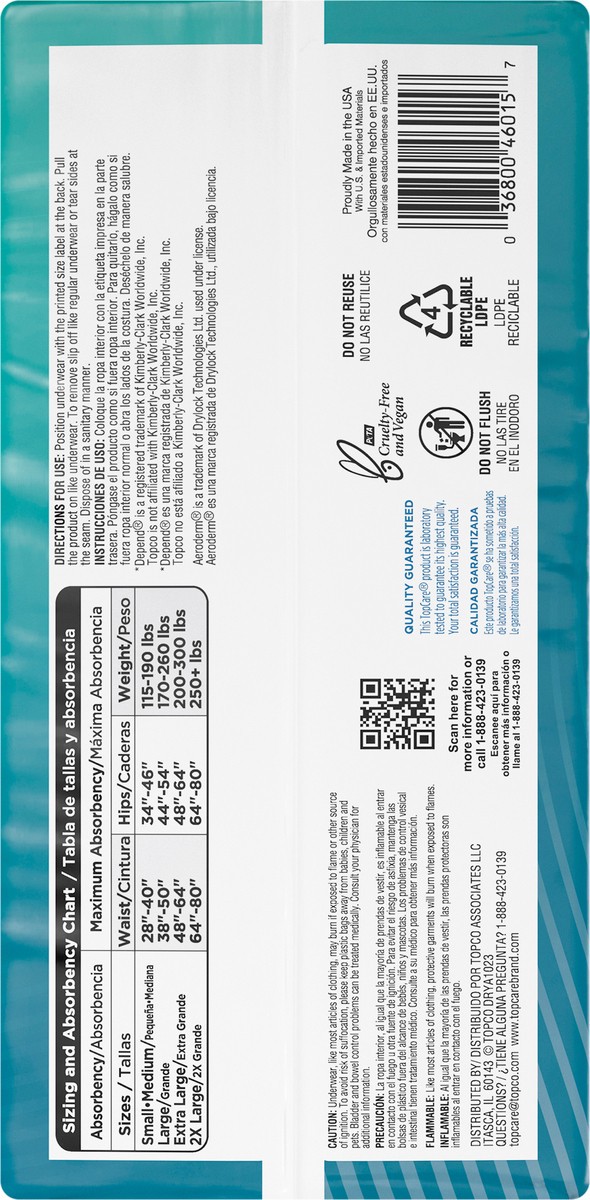 slide 6 of 14, TopCare Everyday Maximum Absorbency Underwear for Women XXL 14 ea, 14 ct