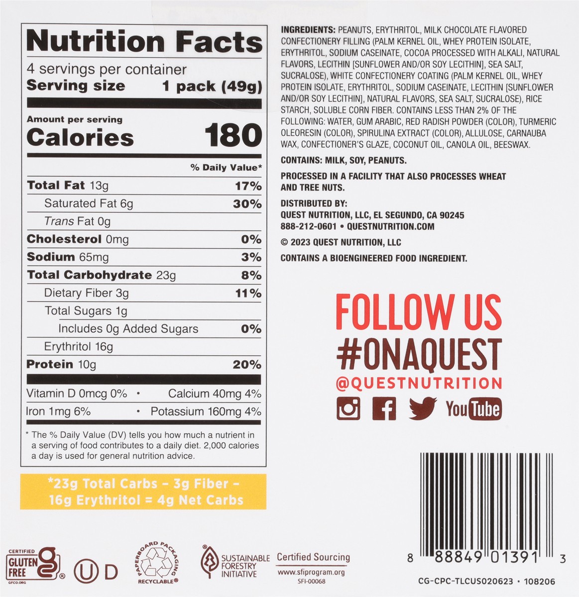 slide 10 of 12, Quest Chocolatey Peanut Coated Candies 4 - 1.73 oz Packs, 4 ct