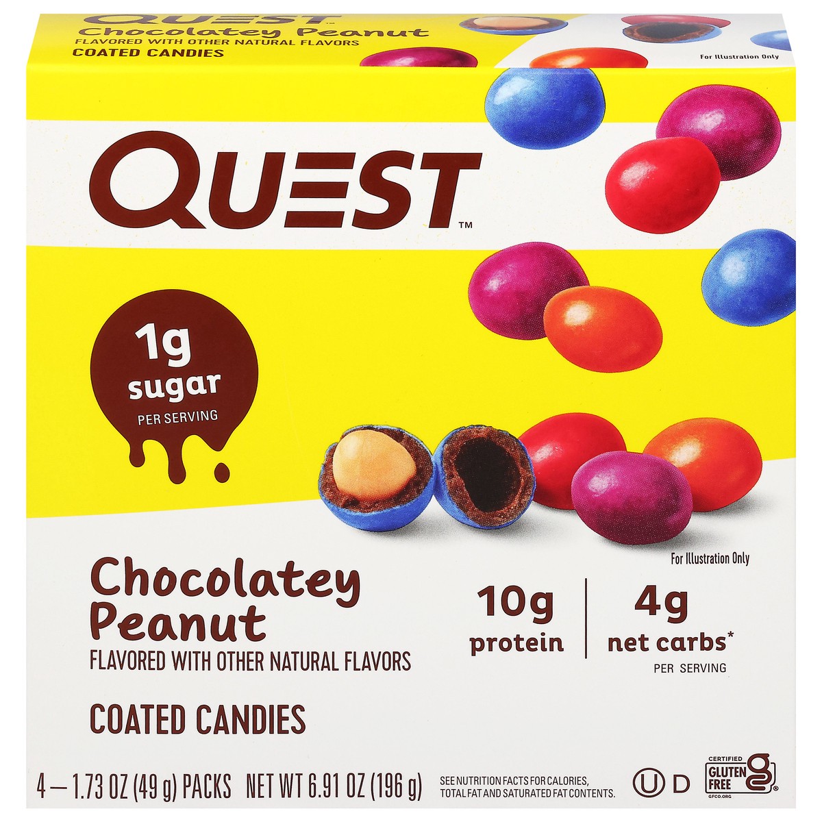 slide 1 of 12, Quest Chocolatey Peanut Coated Candies 4 - 1.73 oz Packs, 4 ct