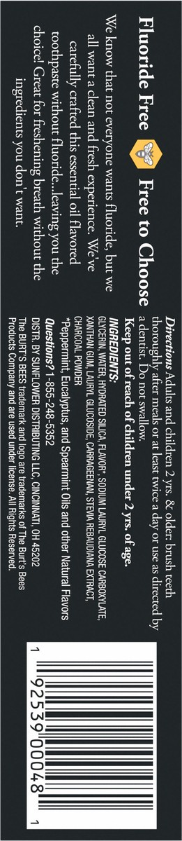 slide 3 of 6, Burt's Bees Burt''s Bees Toothpaste, Natural Flavor, Charcoal Fluoride-Free Toothpaste, Zen Peppermint, 4.7 oz, 4.7 oz