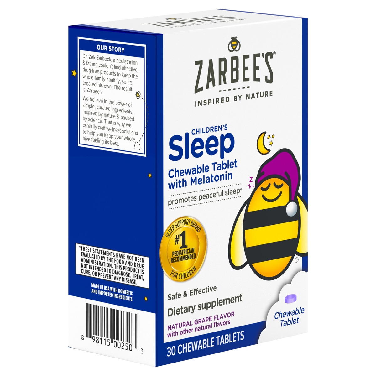 slide 2 of 8, Zarbee's Naturals Sleep Dietary Supplement Chewable Melatonin Tablets, 30 ct