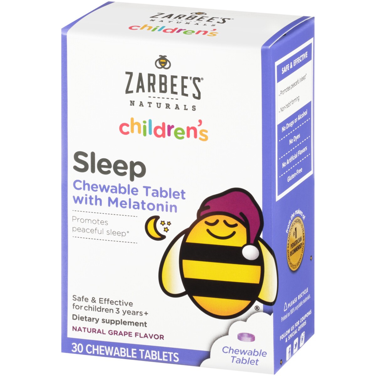 slide 3 of 4, Zarbee's Naturals Kids Sleep with Melatonin Chewables - Natural Grape - 30ct, 30 ct