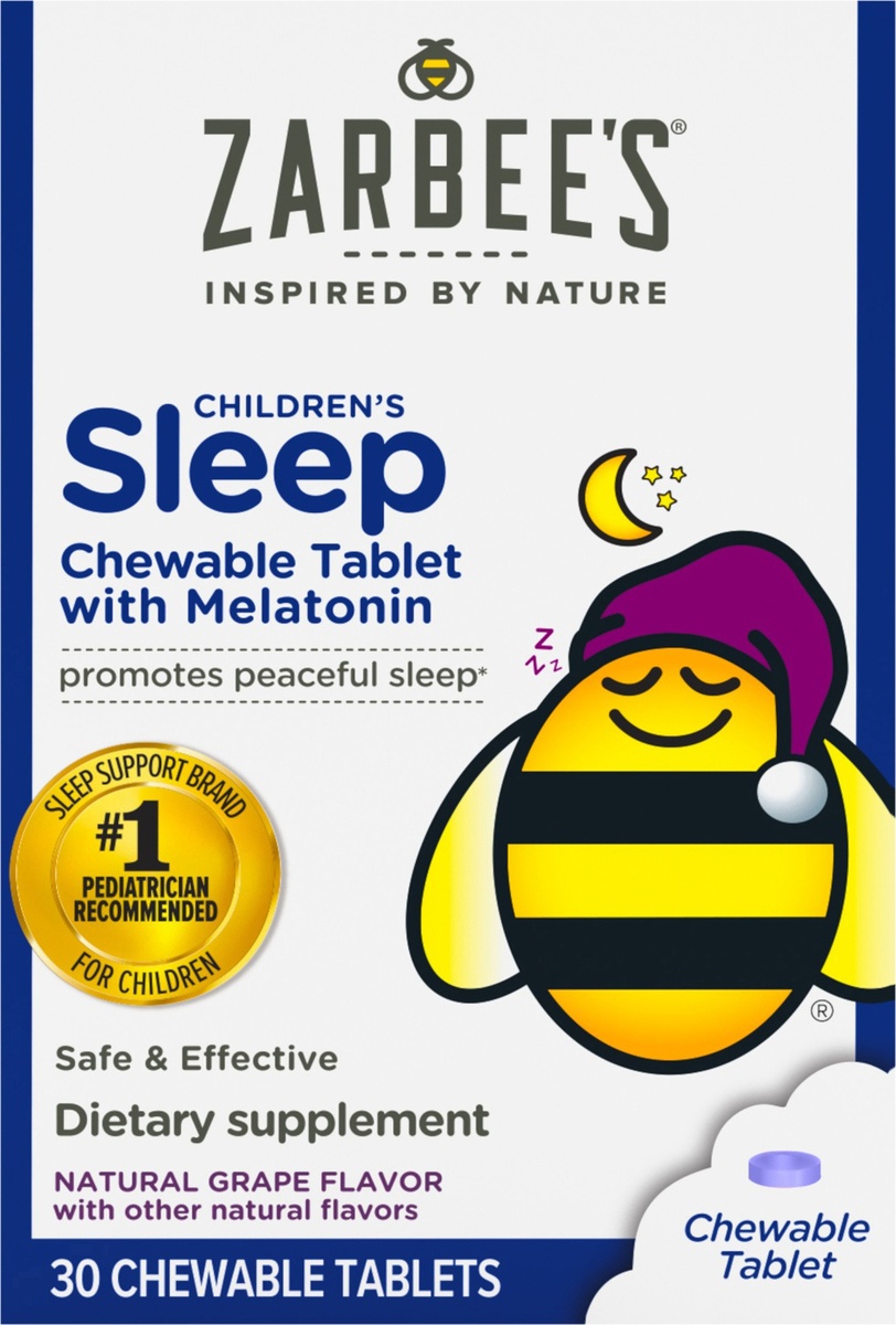 slide 6 of 8, Zarbee's Naturals Sleep Dietary Supplement Chewable Melatonin Tablets, 30 ct