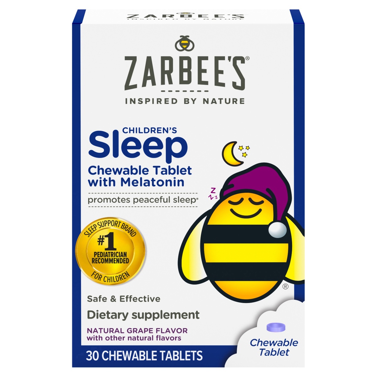 slide 8 of 8, Zarbee's Naturals Sleep Dietary Supplement Chewable Melatonin Tablets, 30 ct