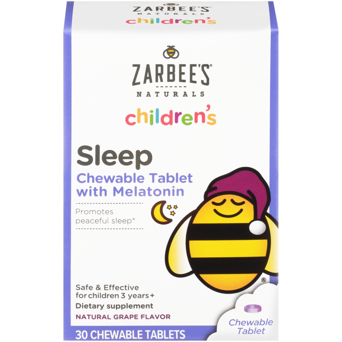 slide 1 of 4, Zarbee's Naturals Kids Sleep with Melatonin Chewables - Natural Grape - 30ct, 30 ct