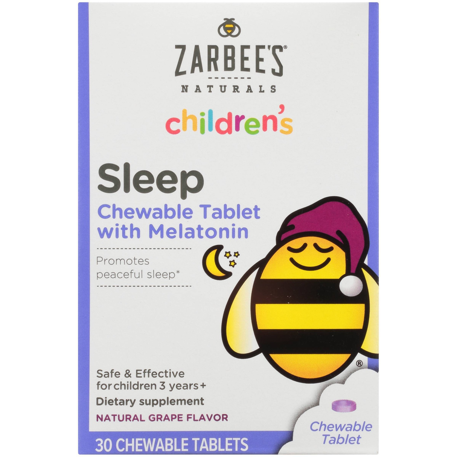 slide 1 of 5, Zarbee's Naturals Sleep Dietary Supplement Chewable Melatonin Tablets, 30 ct