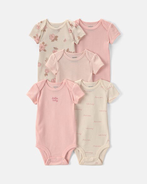 slide 1 of 6, Carters Baby Girl 5-Pack Floral Multipack Bodysuits - Pink/Ivory Pink/Ivory 24M, 1 ct