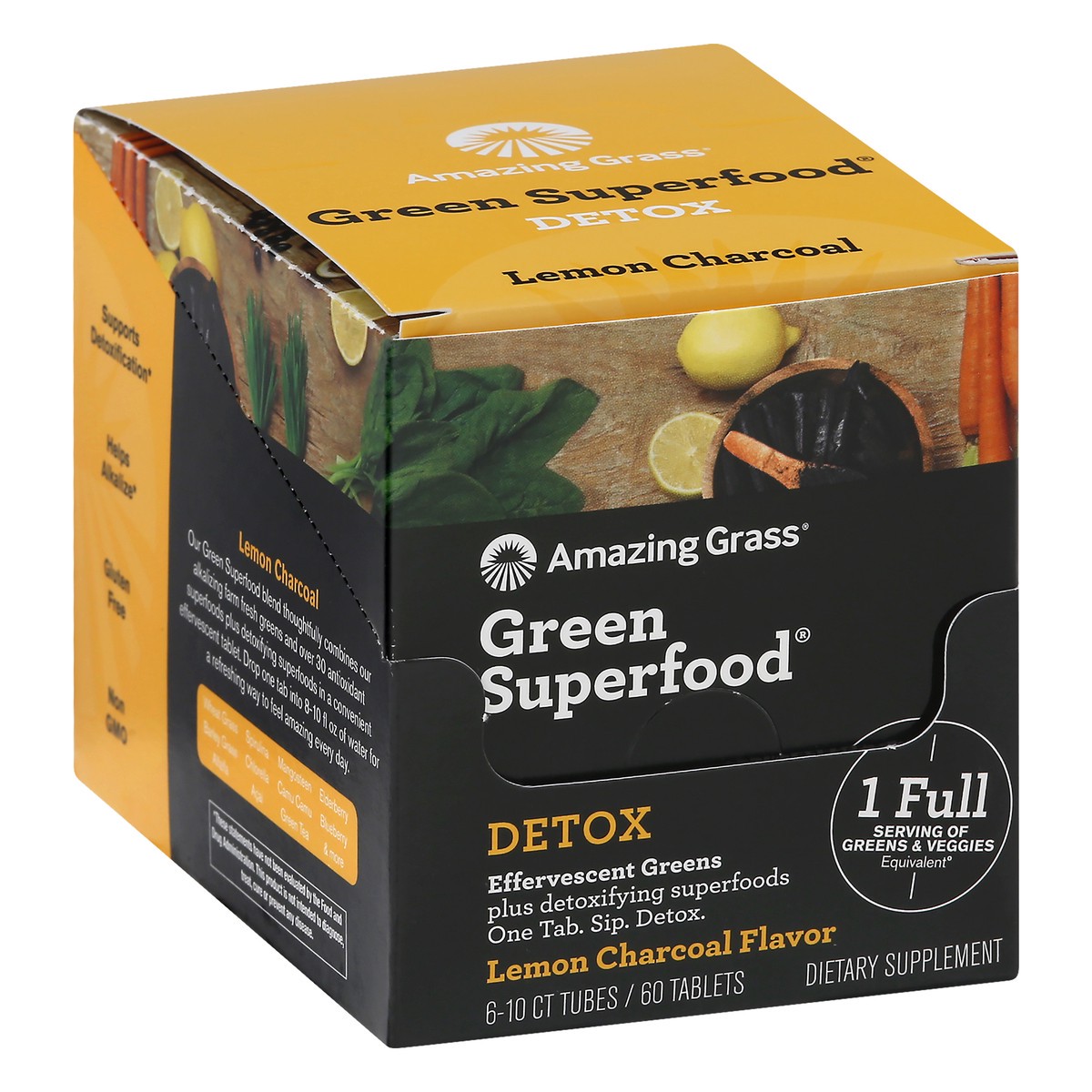 slide 3 of 11, Amazing Grass Detox Tablets Lemon Charcoal Flavor Effervescent Greens 6 ea, 6 ct