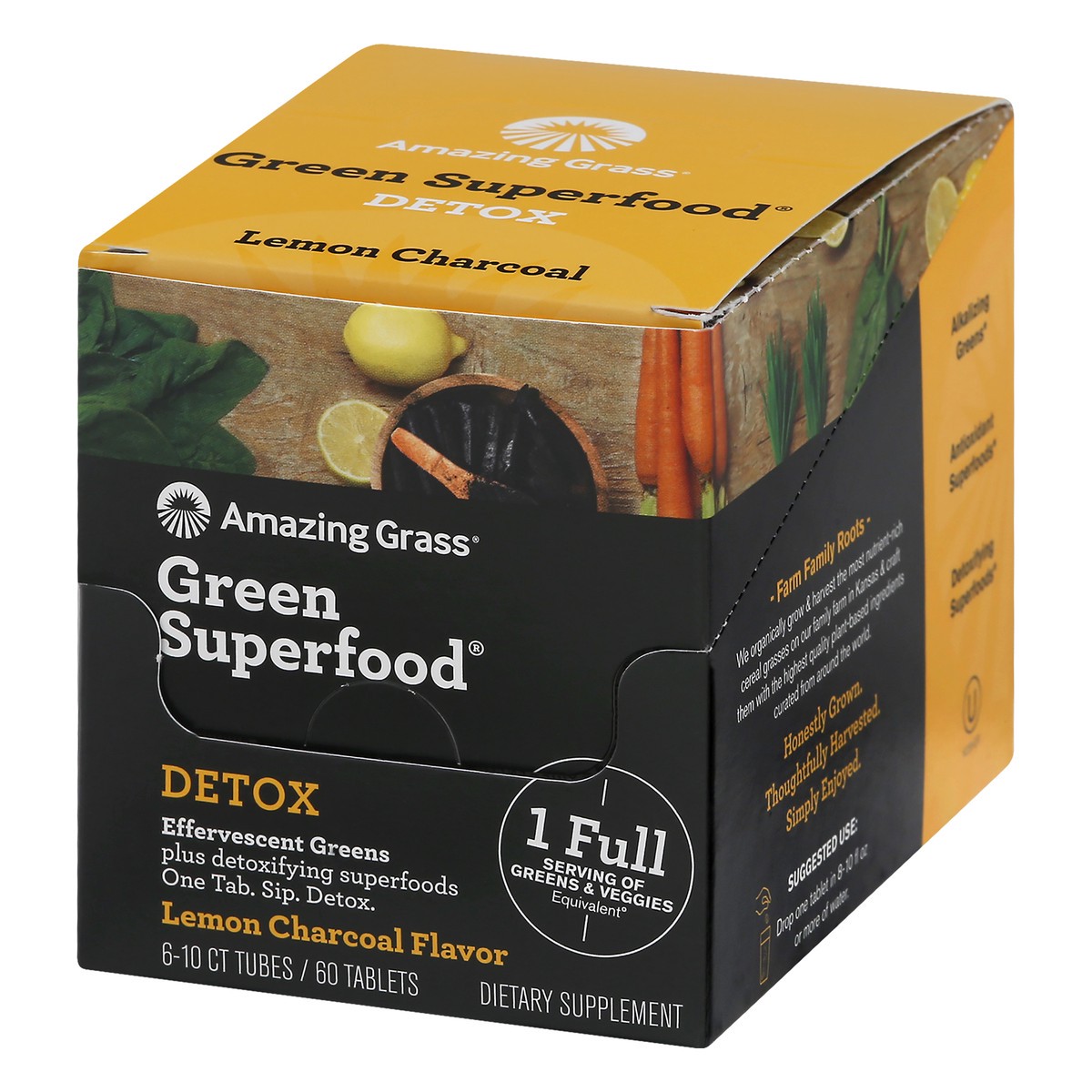 slide 9 of 11, Amazing Grass Detox Tablets Lemon Charcoal Flavor Effervescent Greens 6 ea, 6 ct