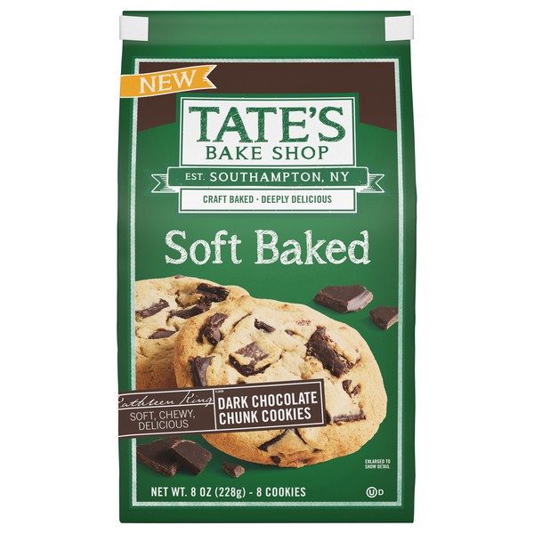 slide 1 of 5, Tate's Bake Shop Soft Baked Cookies, Dark Chocolate Chunk, 8 oz, 8 ct
