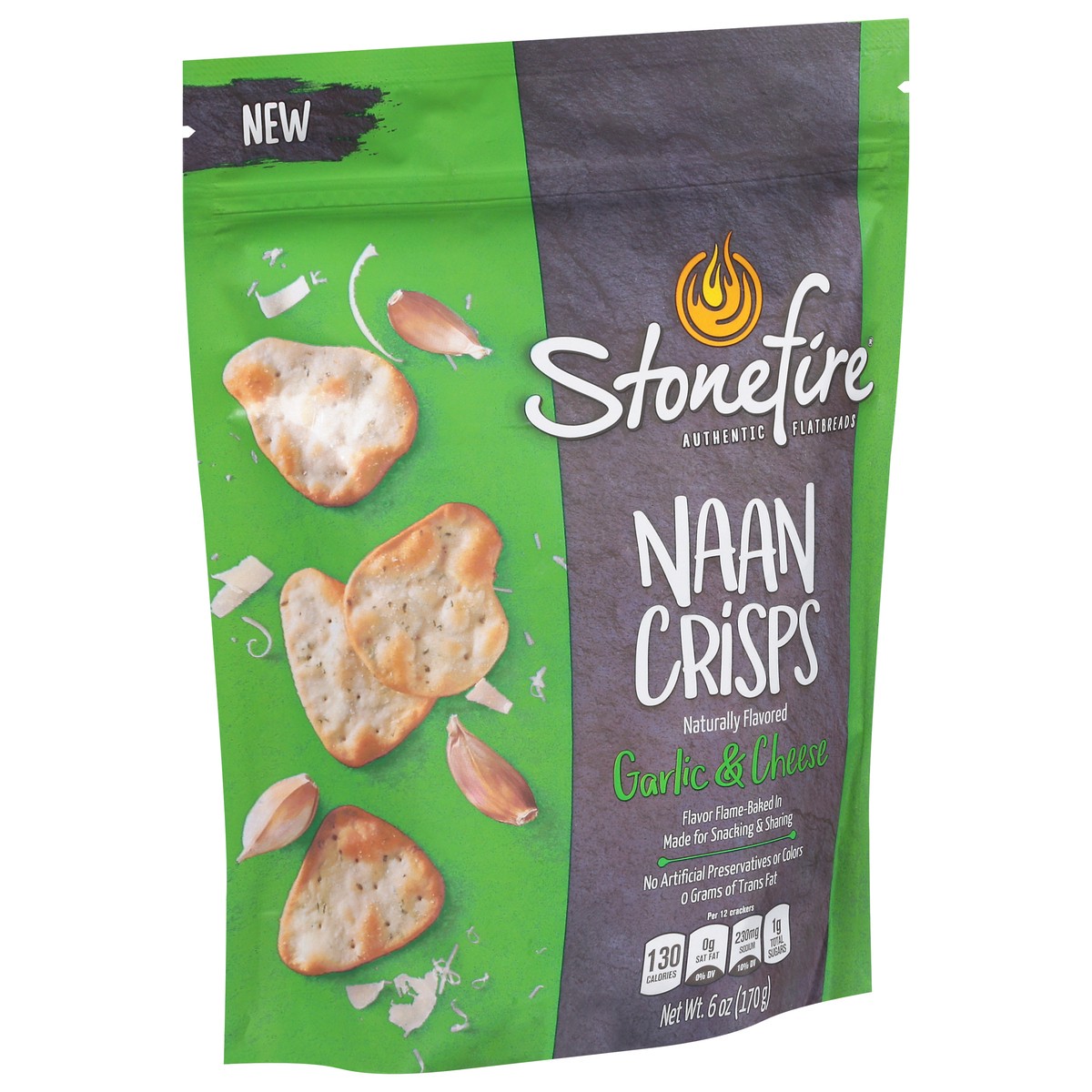 slide 8 of 14, Stonefire Garlic & Cheese Naan Crisps 6 oz, 6 oz