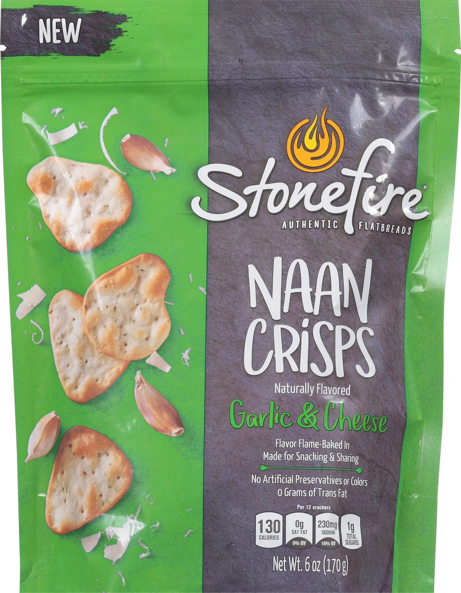 slide 6 of 14, Stonefire Garlic & Cheese Naan Crisps 6 oz, 6 oz