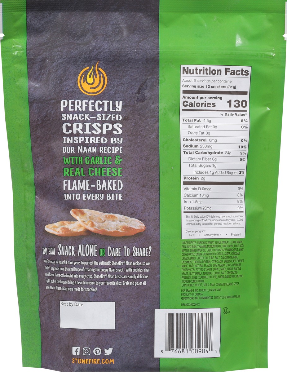 slide 2 of 14, Stonefire Garlic & Cheese Naan Crisps 6 oz, 6 oz