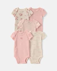 Carters Baby Girl 5-Pack Floral Multipack Bodysuits - Pink/Ivory Pink/Ivory 9M