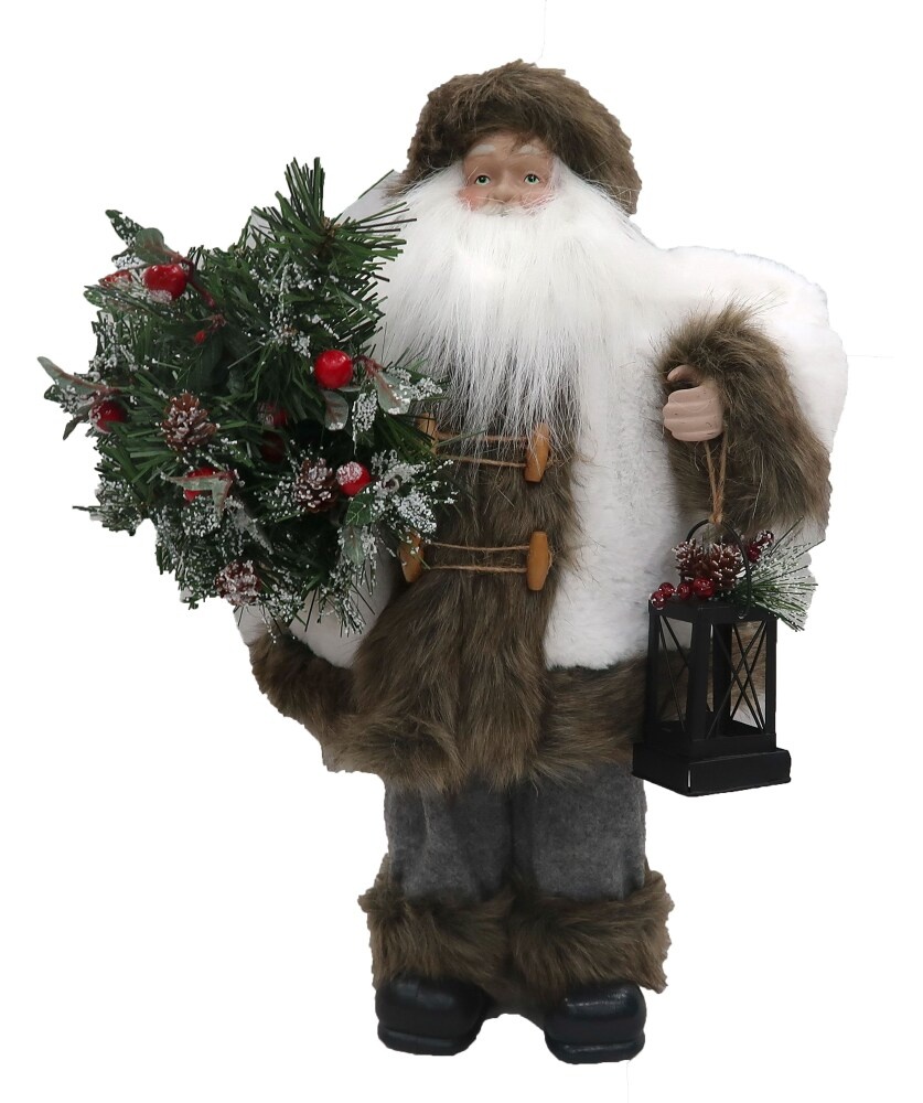 slide 1 of 1, Holiday Home Santa With Whie Fur Coat Decor, 24 in