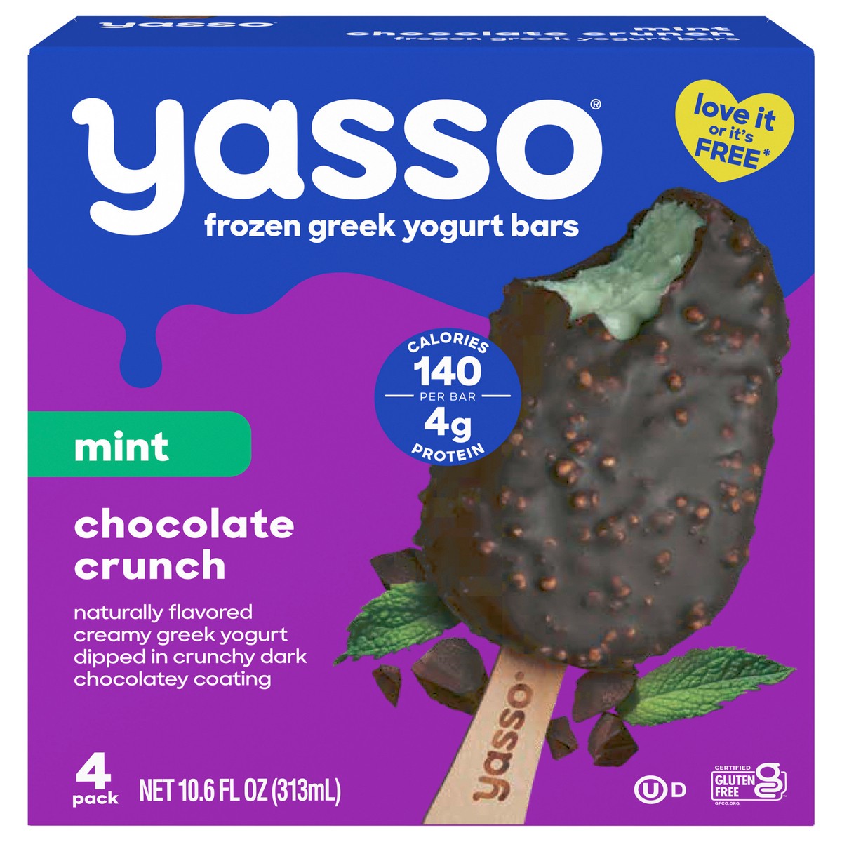 slide 1 of 9, Yasso Yasso Frozen Greek Yogurt Bars Mint Chocolate Crunch Bars 4 2.65fl oz bars, 4 ct