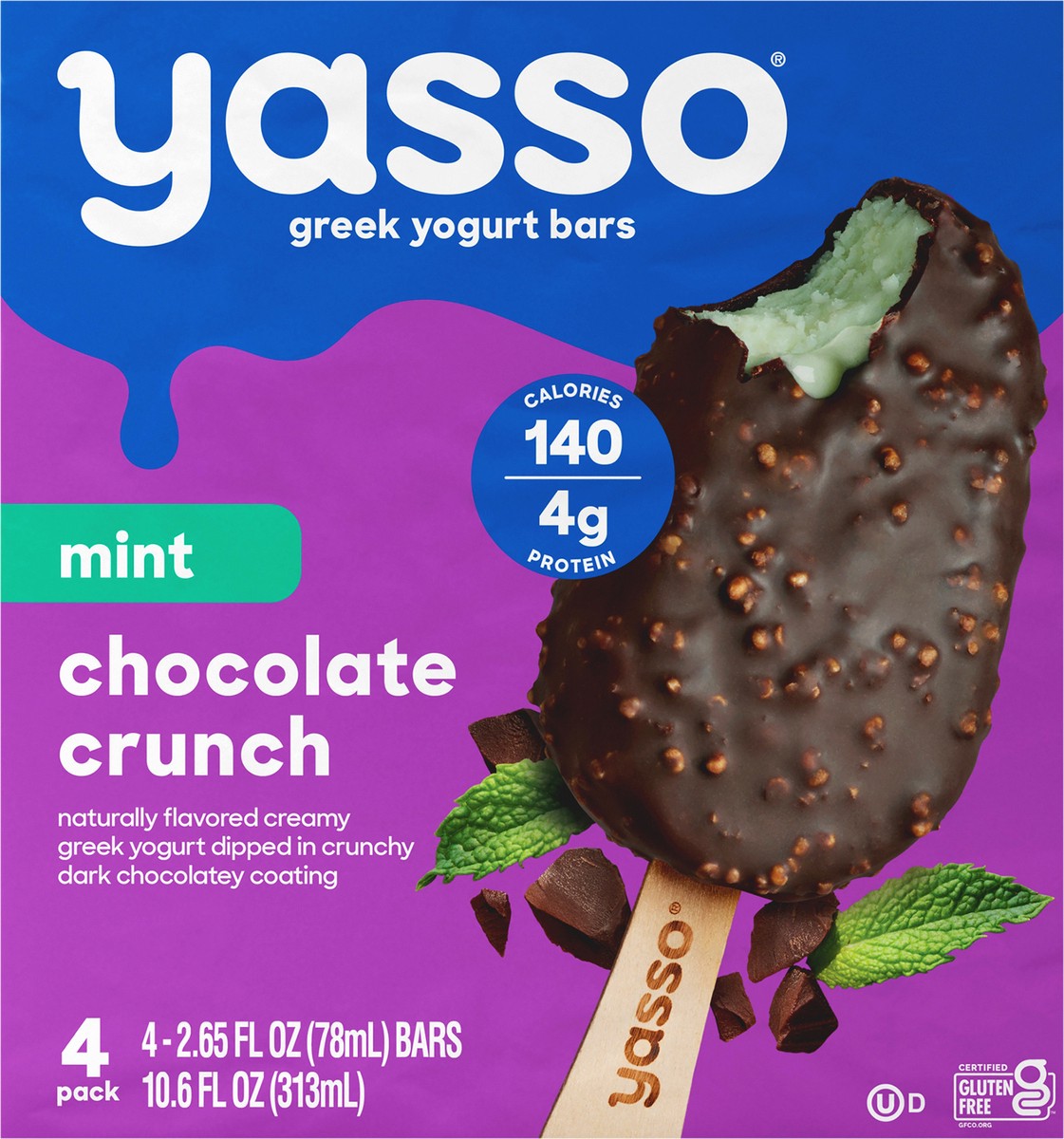 slide 6 of 9, Yasso Frozen Greek Yogurt Mint Chocolate Crunch Bars, 4 ct