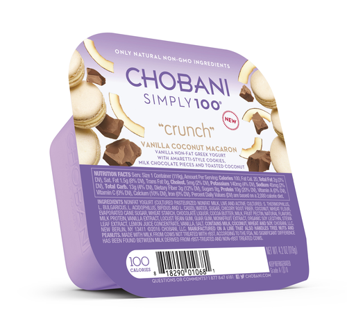 slide 1 of 1, Chobani Crunch Vanilla Coconut Macaron Non Fat Greek Yogurt, 4.2 oz