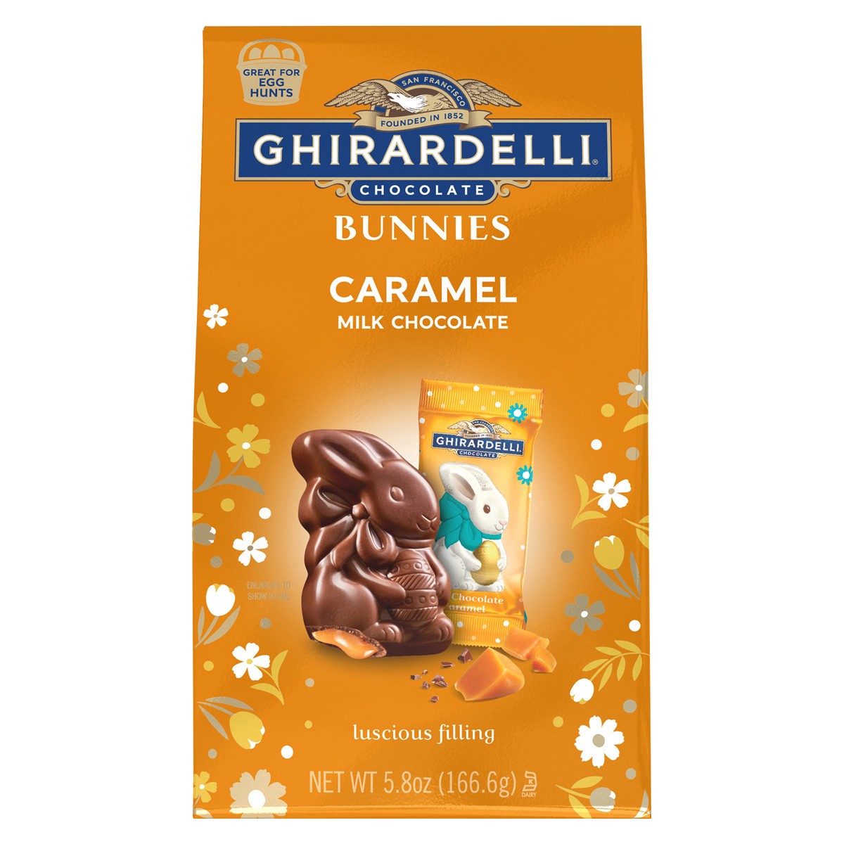 slide 1 of 1, GHIRARDELLI Caramel Milk Chocolate Bunnies, 5.8 oz Bag, 5.8 oz