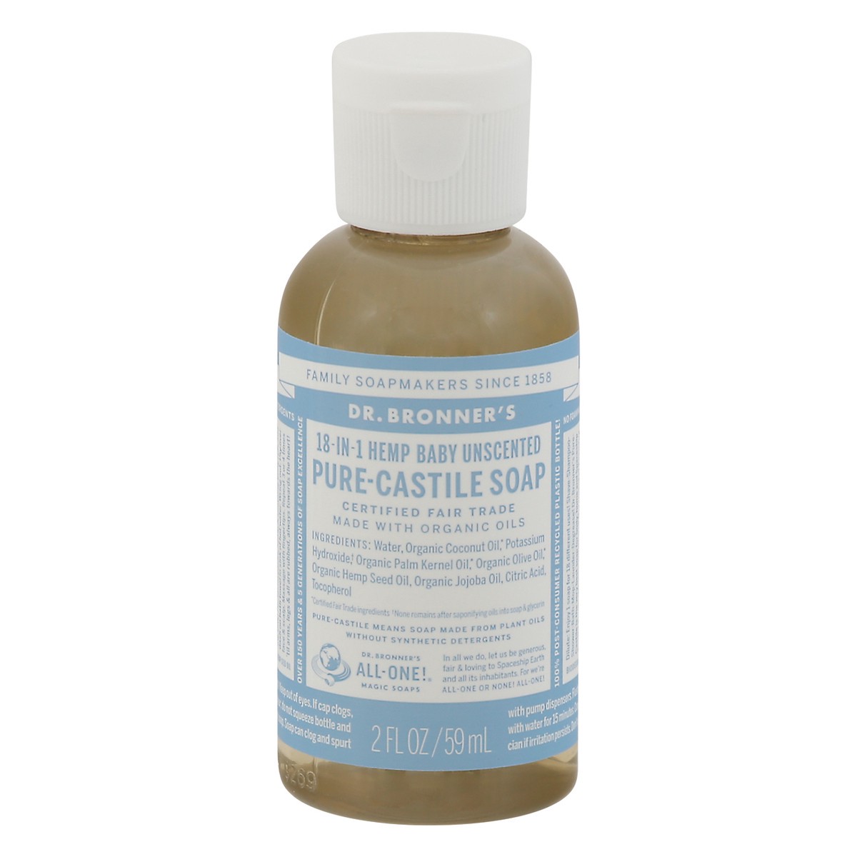 slide 1 of 1, Dr. Bronner's 18-in-1 Hemp Baby Unscented Soap 2 fl oz, 2 fl oz